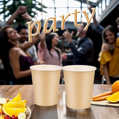 25 Packs Paper Cups Disposable, 8 oz Disposable Coffee Cups, Paper Hot Coffee Cups, Beverage Cups, Suitable for Offices, Home Kitchens, Coffee Shops（khaki） in Saudi Arabia