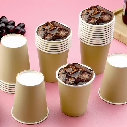 25 Packs Paper Cups Disposable, 8 oz Disposable Coffee Cups, Paper Hot Coffee Cups, Beverage Cups, Suitable for Offices, Home Kitchens, Coffee Shops（khaki） in Saudi Arabia