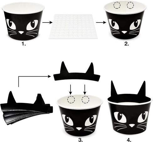 Gift Boutique 50 Pcs Halloween Treat Snack Cups 10oz Black Cat Face with Ear Spooky Disposable Paper Snack Cup Bowl Dessert Ice Cream Party Supplies in Saudi Arabia