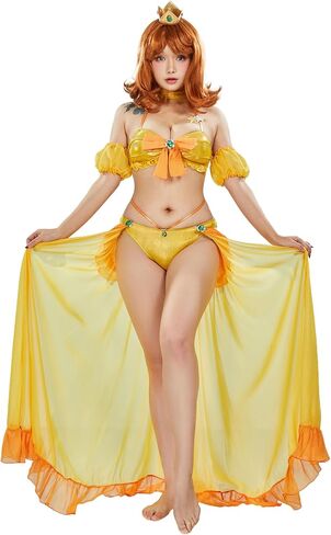 ملابس السباحة النسائية Haikyuu Daisy Cosplay مع تنورة ملفوفة بيكيني أنيمي مع خيوط حول الخصر ورسن ثوب السباحة in Saudi Arabia
