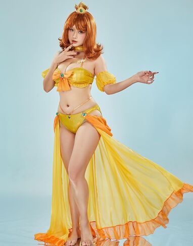 ملابس السباحة النسائية Haikyuu Daisy Cosplay مع تنورة ملفوفة بيكيني أنيمي مع خيوط حول الخصر ورسن ثوب السباحة in Saudi Arabia