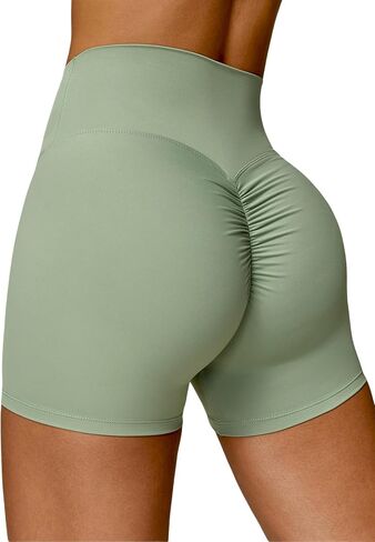Womens Butt Lift Yoga Shorts Flag Printed High Waisted Back Ruched Legging Shorts Tummy Control Sports Bike Shorts in Kuwait