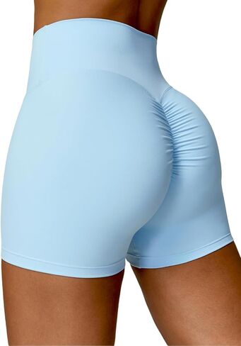 Womens Butt Lift Yoga Shorts Flag Printed High Waisted Back Ruched Legging Shorts Tummy Control Sports Bike Shorts in Kuwait