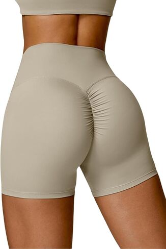 Womens Butt Lift Yoga Shorts Flag Printed High Waisted Back Ruched Legging Shorts Tummy Control Sports Bike Shorts in Kuwait