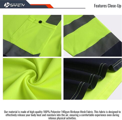 JKSafety 3 Pack Hi-Vis Reflective Safety Apparel | Daily Work T-Shirt Yellow Color with Sewed Retro-Reflective Strips | ANSI Compliance (77-3P-Yellow, XXL) in Kuwait