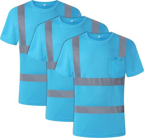 JKSafety 3 Pack Hi-Vis Reflective Safety Apparel | Daily Work T-Shirt Yellow Color with Sewed Retro-Reflective Strips | ANSI Compliance (77-3P-Yellow, XXL) in Kuwait
