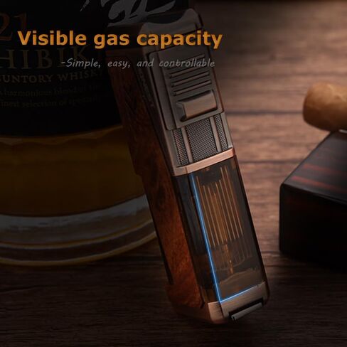 HONEST Four Jet Flame Lighter Torch lighter Refillable Adjustable Windproof Butane Torch Lighter Gift Sets for Men fatherday Friend Dad Gifts (Lighter and Cutter Giftsets) in Saudi Arabia
