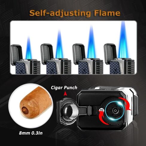 HONEST Four Jet Flame Lighter Torch lighter Refillable Adjustable Windproof Butane Torch Lighter Gift Sets for Men fatherday Friend Dad Gifts (Lighter and Cutter Giftsets) in Saudi Arabia