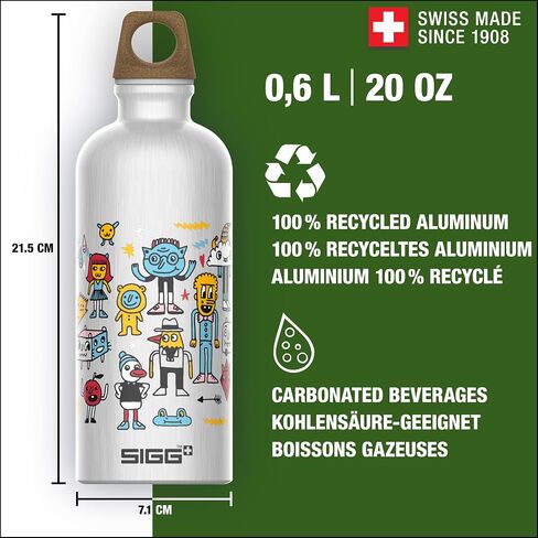 SIGG - Metal Kids Water Bottle - Traveller - Made in Switzerland - Carbonated Drinks - Leak Proof - for School - 20 Oz in Kuwait