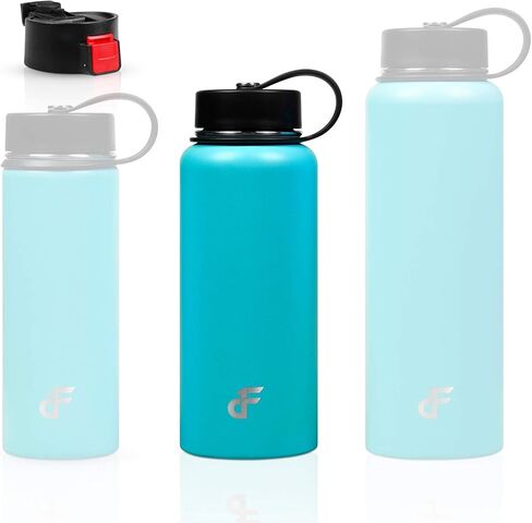 Day 1 Fitness Stainless Steel Water Bottle Wide Mouth with 2 LIDS (20oz, 32oz, or 40oz) - 3 Size, 8 Color Options - Vacuum Insulated, Double Wall, Powder Coated Sweat Proof Thermos in Saudi Arabia