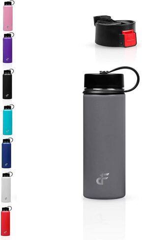Day 1 Fitness Stainless Steel Water Bottle Wide Mouth with 2 LIDS (20oz, 32oz, or 40oz) - 3 Size, 8 Color Options - Vacuum Insulated, Double Wall, Powder Coated Sweat Proof Thermos in Saudi Arabia