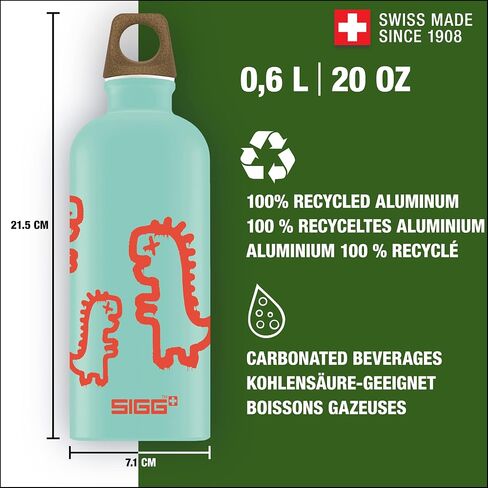 SIGG - Metal Kids Water Bottle - Traveller - Made in Switzerland - Carbonated Drinks - Leak Proof - for School - 20 Oz in Kuwait