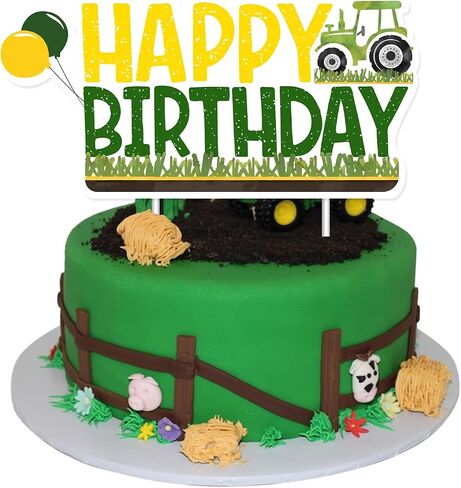 Farm Tractor Themed Cupcake Toppers Birthday Party Decoration Farm Themed Party Cake and Cupcake Decorations for Kid's Farm Birthday Party Lawn Mower Birthday Party Baby Shower Decor Supplies in Kuwait