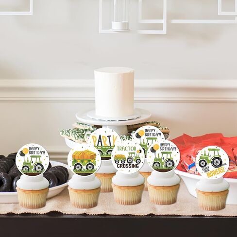 Farm Tractor Themed Cupcake Toppers Birthday Party Decoration Farm Themed Party Cake and Cupcake Decorations for Kid's Farm Birthday Party Lawn Mower Birthday Party Baby Shower Decor Supplies in Kuwait