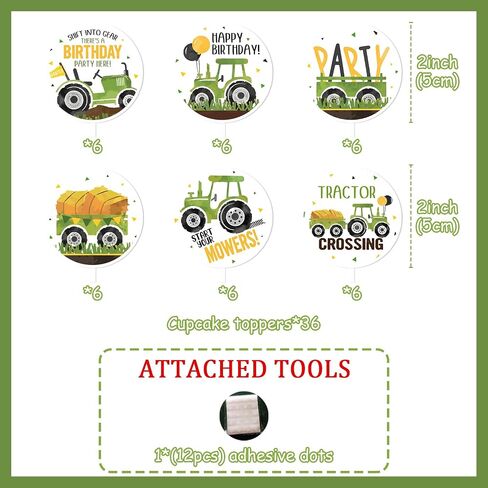 Farm Tractor Themed Cupcake Toppers Birthday Party Decoration Farm Themed Party Cake and Cupcake Decorations for Kid's Farm Birthday Party Lawn Mower Birthday Party Baby Shower Decor Supplies in Kuwait