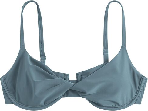 ZAFUL Women's Twist Front Bikini Top Underwire Tie Knot Back Bikini Top Padded Swimsuit Bathing Suits Top in Saudi Arabia