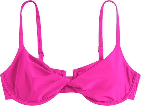 ZAFUL Women's Twist Front Bikini Top Underwire Tie Knot Back Bikini Top Padded Swimsuit Bathing Suits Top in Saudi Arabia