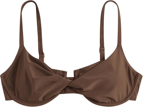 ZAFUL Women's Twist Front Bikini Top Underwire Tie Knot Back Bikini Top Padded Swimsuit Bathing Suits Top in Saudi Arabia