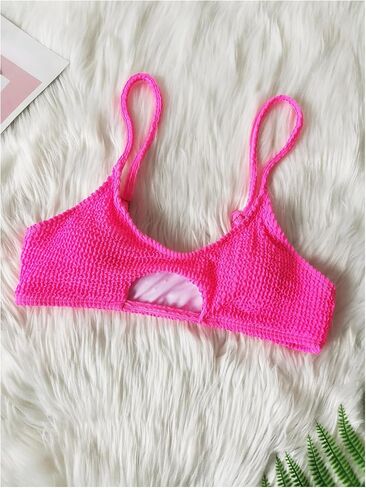 Floerns Women's 2 Piece Set Hollow Cut Out Solid Color High Waist Split Bikini Swimsuit with Chest Pad in Saudi Arabia