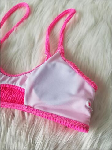 Floerns Women's 2 Piece Set Hollow Cut Out Solid Color High Waist Split Bikini Swimsuit with Chest Pad in Saudi Arabia