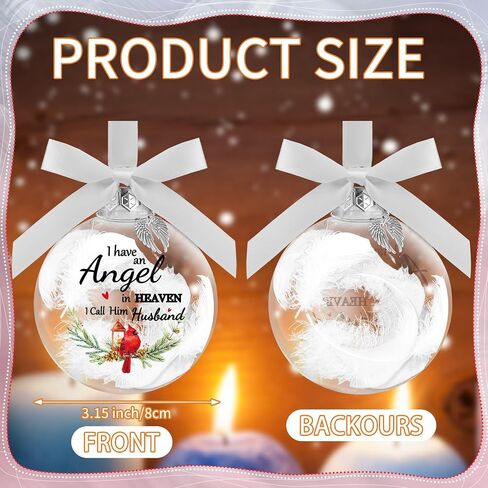 Yinder Christmas Ball Ornaments Clear Feather Cardinal Memorial Gift Sympathy Gifts I Have an Angel in Heaven I Call Her Mom Dad for Loss of Loved One Hanging Pendant Xmas Tree Decor(Dad) in Kuwait