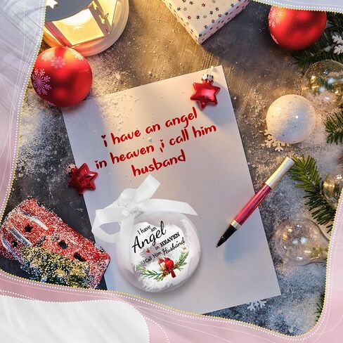 Yinder Christmas Ball Ornaments Clear Feather Cardinal Memorial Gift Sympathy Gifts I Have an Angel in Heaven I Call Her Mom Dad for Loss of Loved One Hanging Pendant Xmas Tree Decor(Dad) in Kuwait