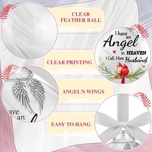 Yinder Christmas Ball Ornaments Clear Feather Cardinal Memorial Gift Sympathy Gifts I Have an Angel in Heaven I Call Her Mom Dad for Loss of Loved One Hanging Pendant Xmas Tree Decor(Dad) in Kuwait