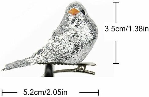 12Pcs Gold Glitter Artificial Foam Bird, Mini Birds Xmas Tree Ornaments, Vivid Birds Clip for WeddingHome Garden Party in Saudi Arabia