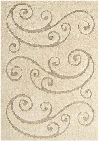 Modway Jubilant Abound Abstract Swirl Shag 5x8 Area Rug in Creame and Beige in Kuwait