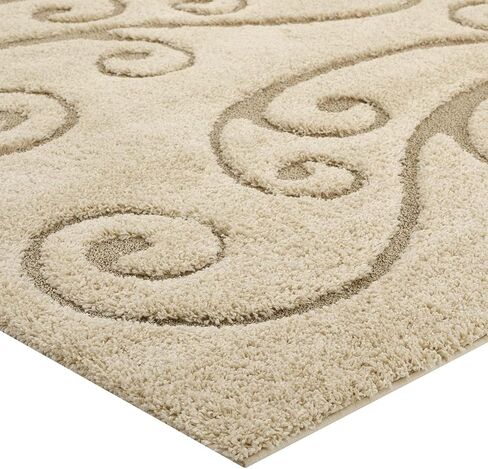 Modway Jubilant Abound Abstract Swirl Shag 5x8 Area Rug in Creame and Beige in Kuwait