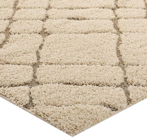 Modway Jubilant Abound Abstract Swirl Shag 5x8 Area Rug in Creame and Beige in Kuwait