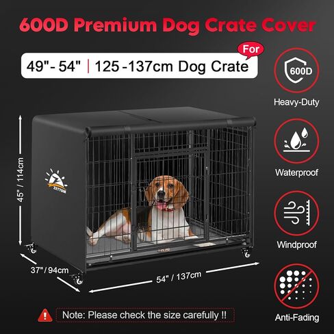 Zettum Dog Crate Cover 48 Inch - 600D Kennel Crate Covers for Dog Cage Waterproof & Heavy Duty, Small Dog Cage Cover Universal Fit for Most Wire Pet Crates - 48 x 31 x 31 Inch (Cover Only) in Saudi Arabia