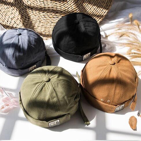 Quanhaigou Brimless Sailor Cap,Adjustable Rolled Cuff Skull Beanie Hats for Men Women in Kuwait