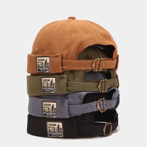 Quanhaigou Brimless Sailor Cap,Adjustable Rolled Cuff Skull Beanie Hats for Men Women in Kuwait