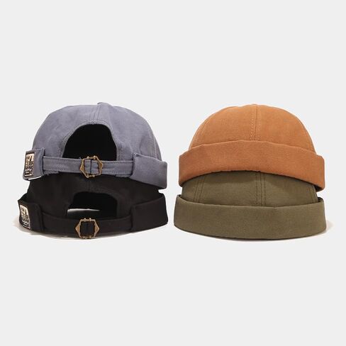 Quanhaigou Brimless Sailor Cap,Adjustable Rolled Cuff Skull Beanie Hats for Men Women in Kuwait