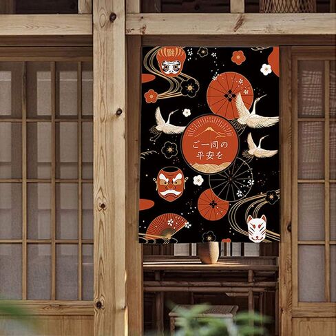 ستارة المدخل اليابانية نورين نسيج هوكوساي أوكيوي جيشا لوحة باب ستارة غرفة مقسم ديكور بيسترو، 33 × 35 بوصة in Kuwait