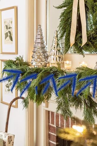 8 Pcs Christmas Tree Picks and Sprays Navy Blue Glitter Christmas Picks 26.8" Christmas Glitter Eucalyptus Leaves Stems for Christmas Tree Filler Branches Wreaths Centerpieces Holiday Decorations in Kuwait