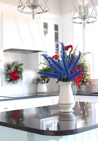 8 Pcs Christmas Tree Picks and Sprays Navy Blue Glitter Christmas Picks 26.8" Christmas Glitter Eucalyptus Leaves Stems for Christmas Tree Filler Branches Wreaths Centerpieces Holiday Decorations in Kuwait