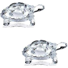 سلحفاة زجاجية كريستالية لفنغ شوي وفاستو، فاستو، زجاج فنغ شوي، سلحفاة كريستال، هدية تحفة سلحفاة - مجموعة من 2 in Kuwait