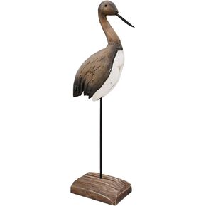 Wood Bird Statue Nautical Decor Decorative Sea Birds Sculpture Wooden Tabletop Figurine Coastal Ocean Beach Themed Decoration for Home Yard Bathroom Living Room (12.4" H)