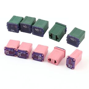 uxcell 10pcs 12V-58V Female PAL Link Slow Blow Fuse Pink 30A Dark Green 40A for Car