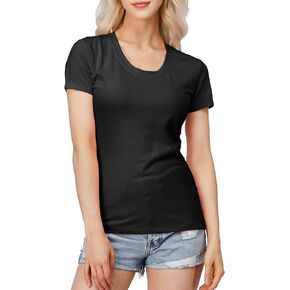 H2H Womens Slim Fit Tshirt Cotton Blended Short Sleeve with Various Neck Type (Crew Neck, V Neck)