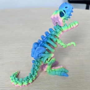 3D Printed Dinosaur Skeleton T-Rex Dragon Figure, Colorful Dragon, 9.84 inch (25 cm) Dragon Fidget Sculpture, Home Decor Accents Statues (Matte Macaron, 25cm)