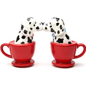 Pacific Giftware Kissing Dalmatian Dogs in Tea Cup 3.5'' Tall Magnetic Salt and Pepper Shakers Set