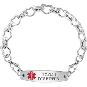 LinnaLove Interchangeable medical alert bracelets for men women Stainless steel free engraving medical bracelets