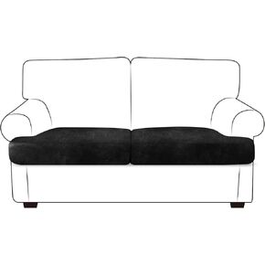Leather Look T-Cushion Sofa Seat Slipcovers Set, Couch Furniture Protector for Sectional, Armchair, Loveseat - Pets - Stretch Spandex Fabric (2 T-Cushion Loveseat, Dark Grey) in Kuwait