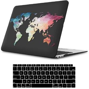 حافظة iLeadon لجهاز MacBook Air 13 بوصة 2022 2021 2020-2018 طراز الإصدار A2337 M1/A2179/A1932، حافظة صلبة من البلاستيك غير اللامع مع واقي شاشة لغطاء لوحة المفاتيح لجهاز MacBook Air 13"، أسود