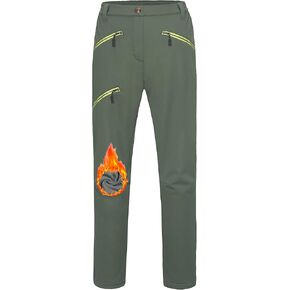 Little Donkey Andy Women's Grid Fleece Lined Hiking Pants Winter, Softshell Snow Ski Pants Outdoor, Water Repellent