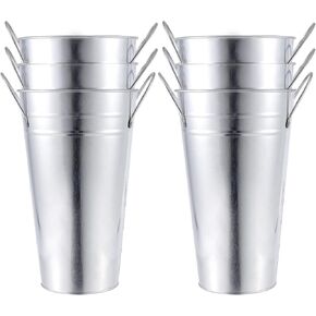 HAKZEON 6 Pack 10 Inches Galvanized Metal Vase, Rustic Farmhouse Tall Galvanized Metal Flower Vase for Wedding, Table, Home Decor