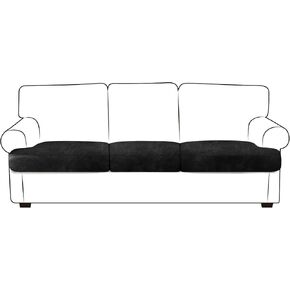 Leather Look T-Cushion Sofa Seat Slipcovers Set, Couch Furniture Protector for Sectional, Armchair, Loveseat - Pets - Stretch Spandex Fabric (3 T-Cushion Sofa, Dark Grey) in Saudi Arabia